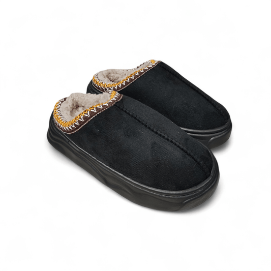 Lined fur mules-Black