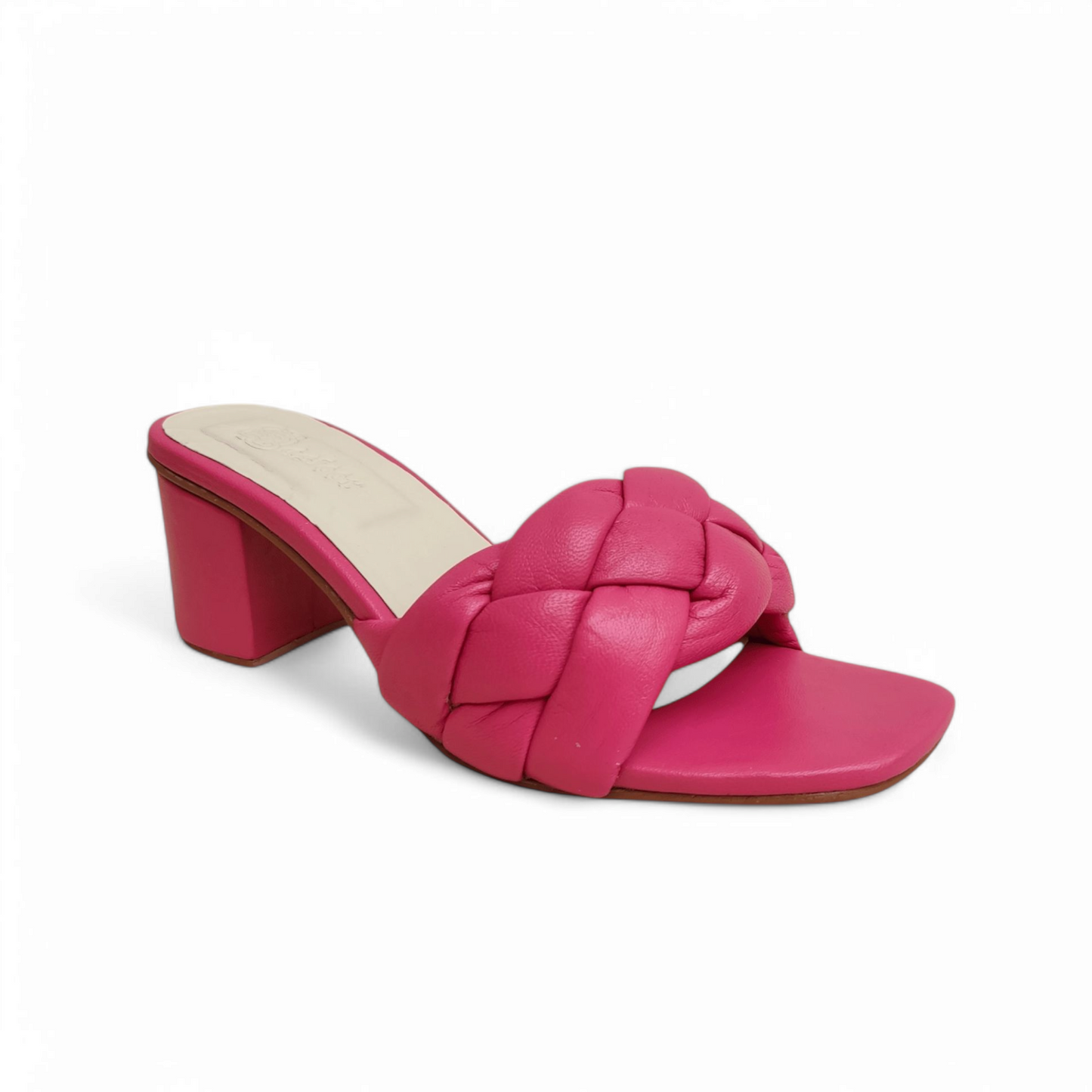 Pink leather heel