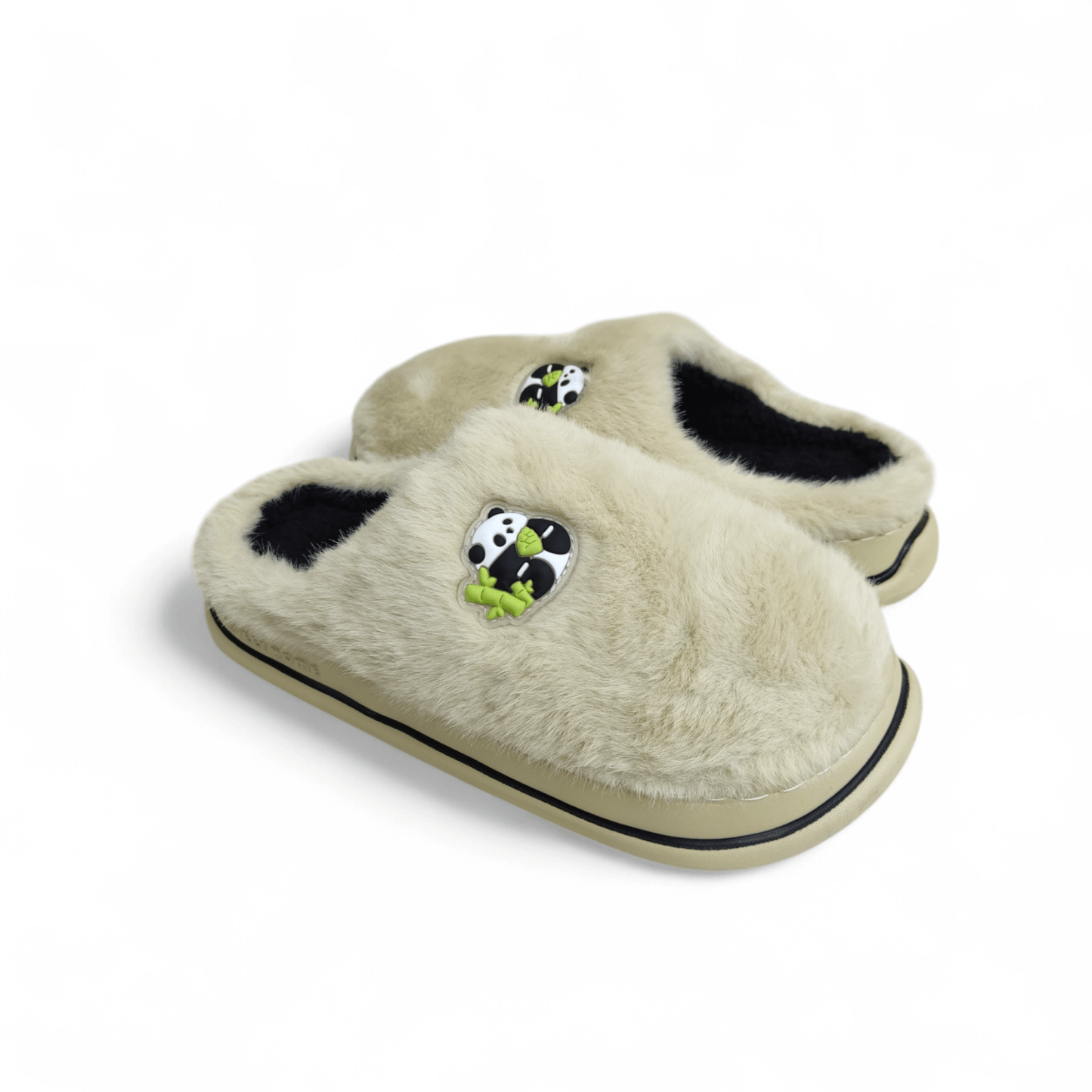 Panda fur mules-Green