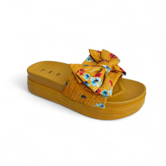 Flowers bow wedge-Mustard