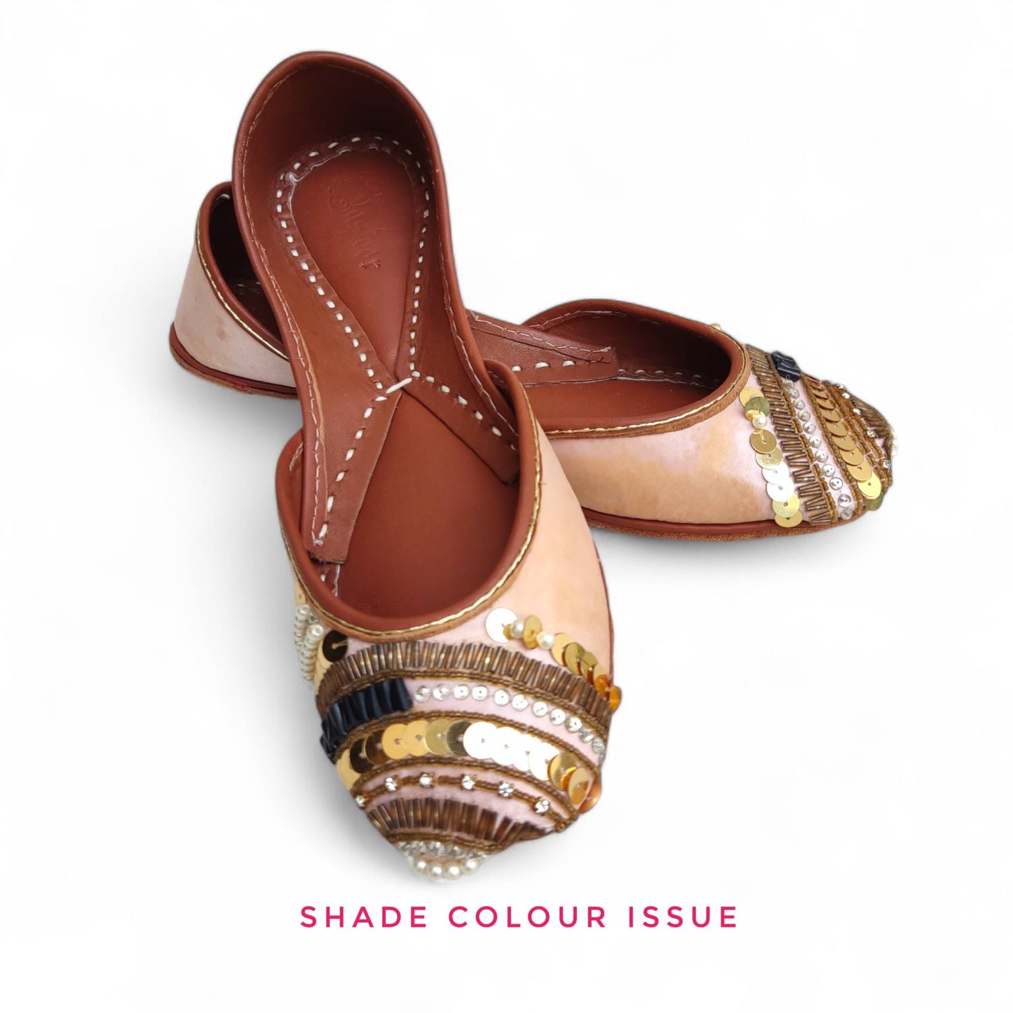 T-pink leather khussa