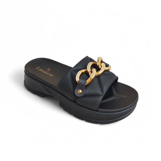 Chain wedge softees-Black