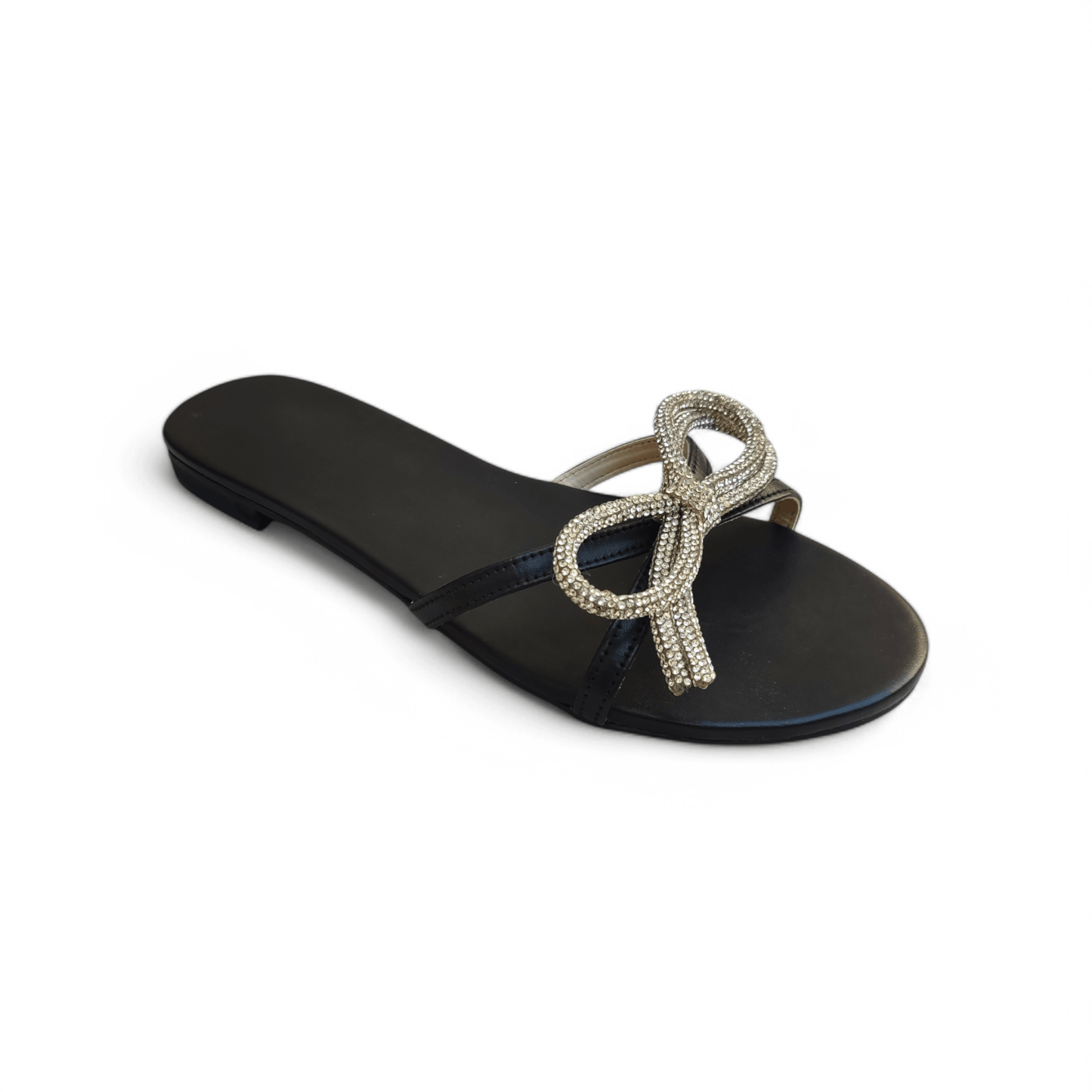Black leather flat