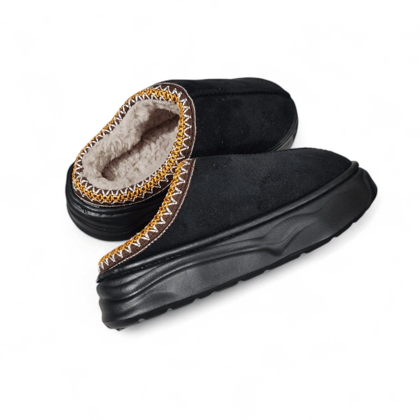 Lined fur mules-Black