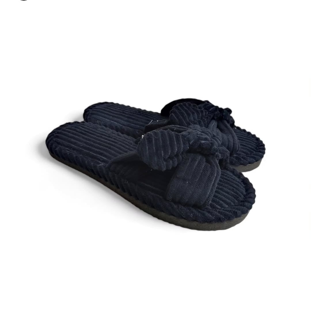 Tie carpet slippers-Black