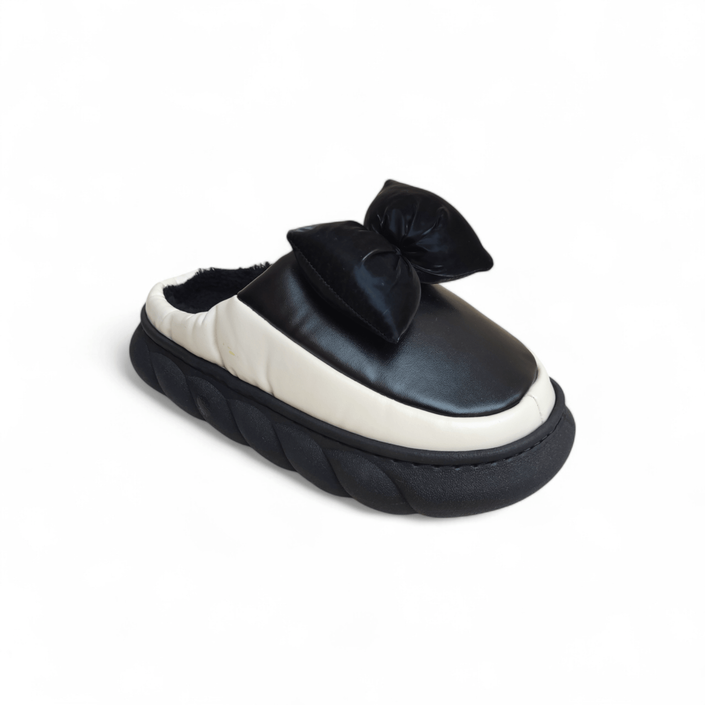 Lt knot fur mules-Black