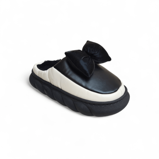 Lt knot fur mules-Black