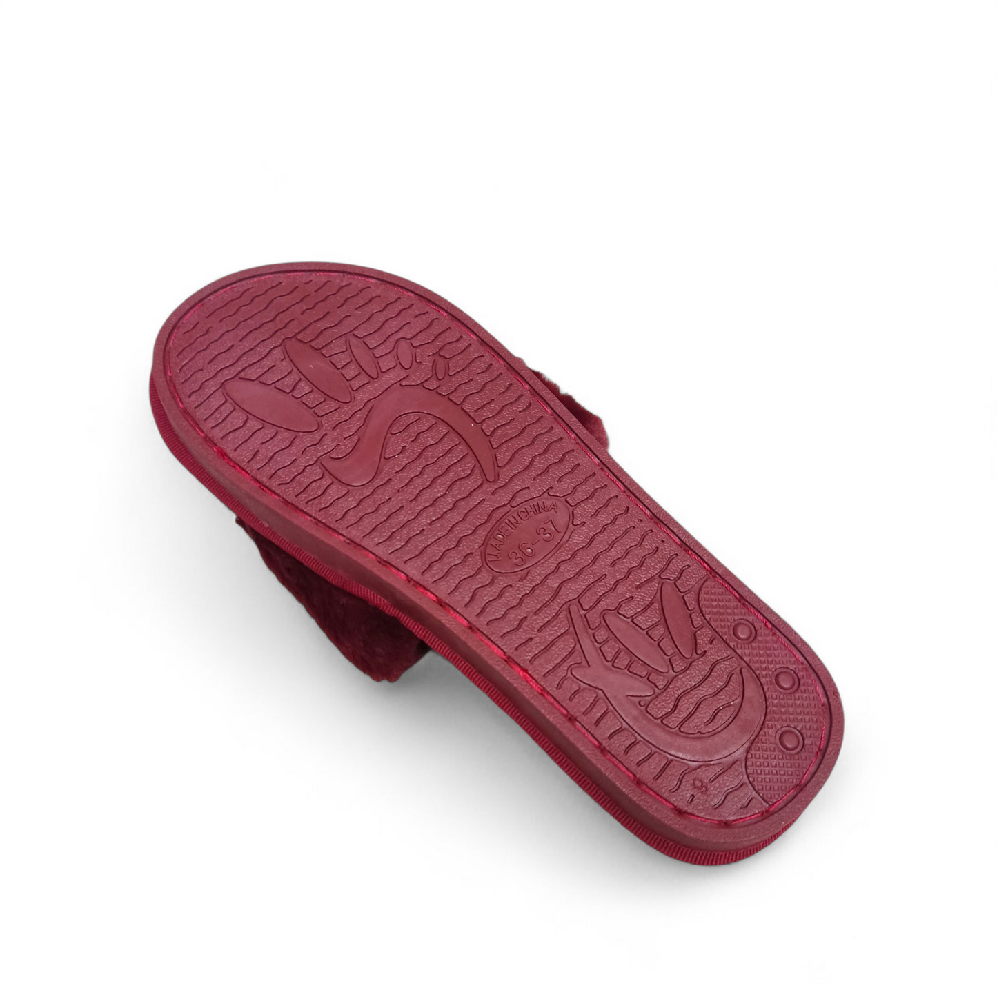 Fancy fur slides-DR-Maroon