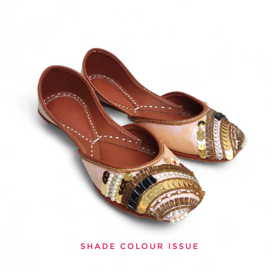 T-pink leather khussa