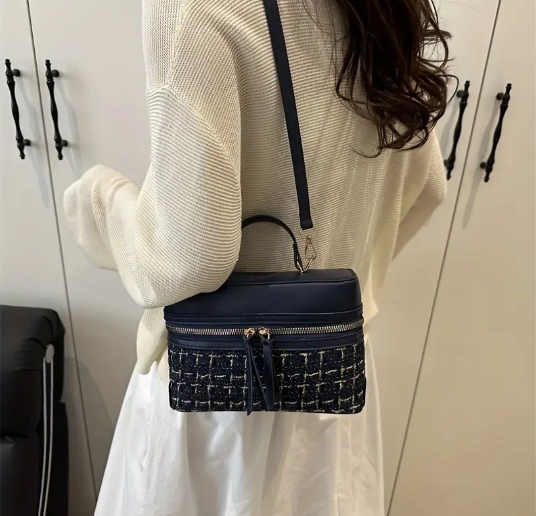 Tweed box cross body bag