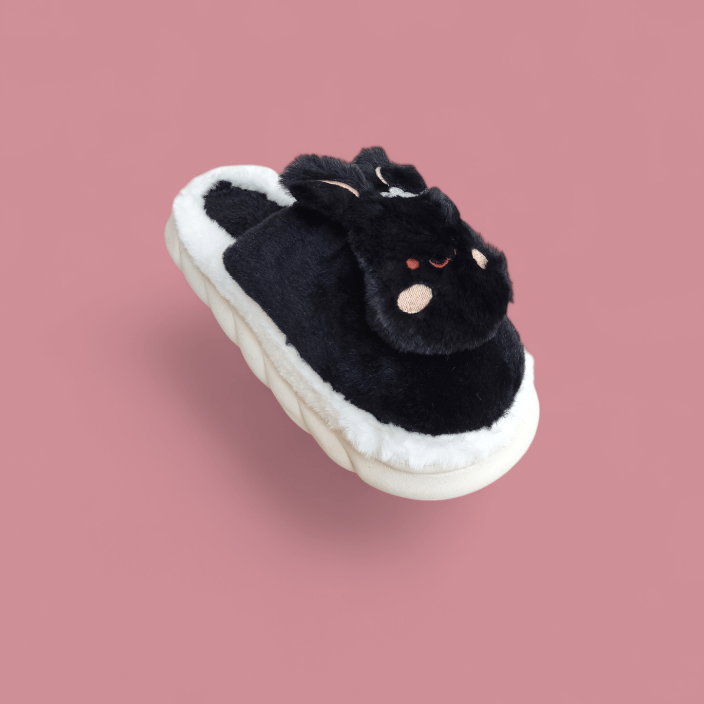 Bunny fur mules-Black