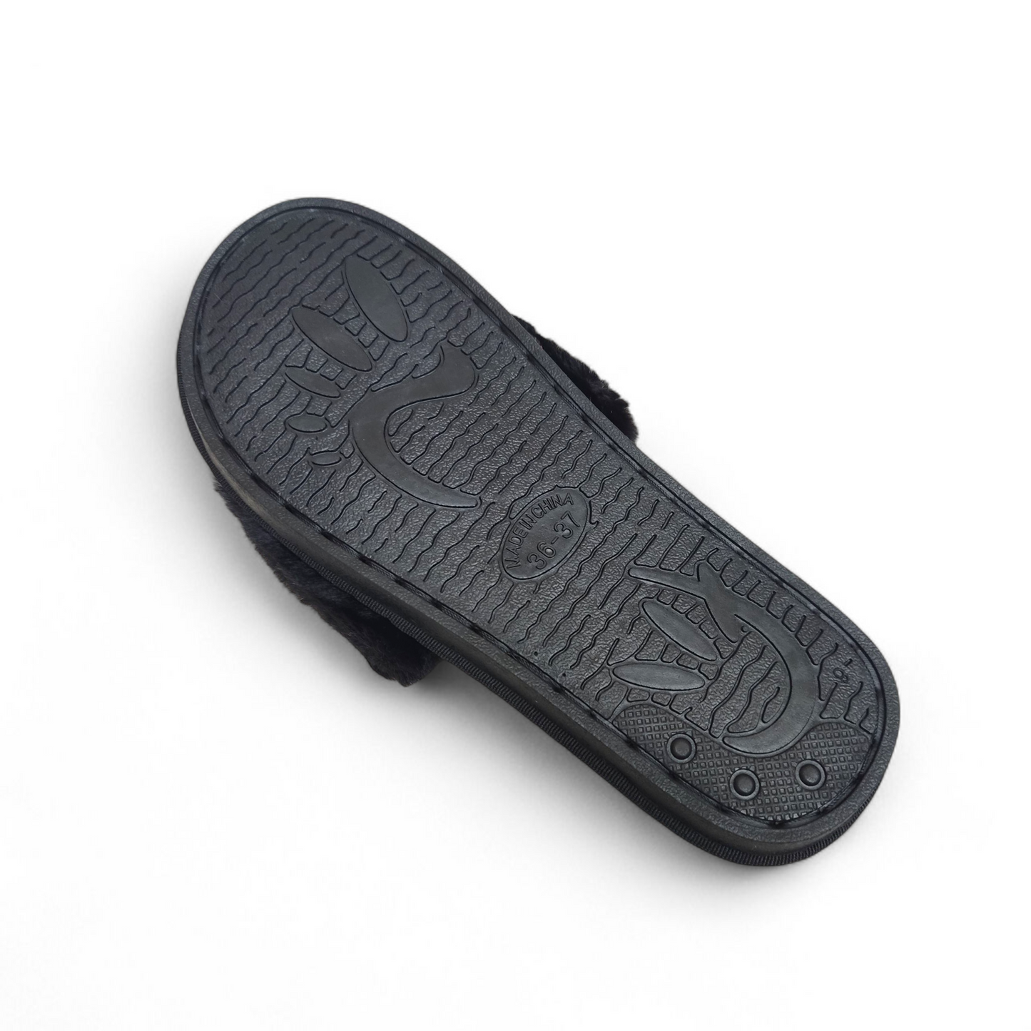 Fancy fur slides-CN-Black