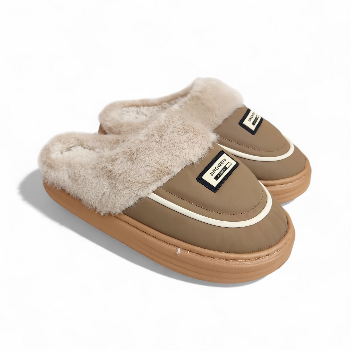 XL Size-Fur mules-Brown