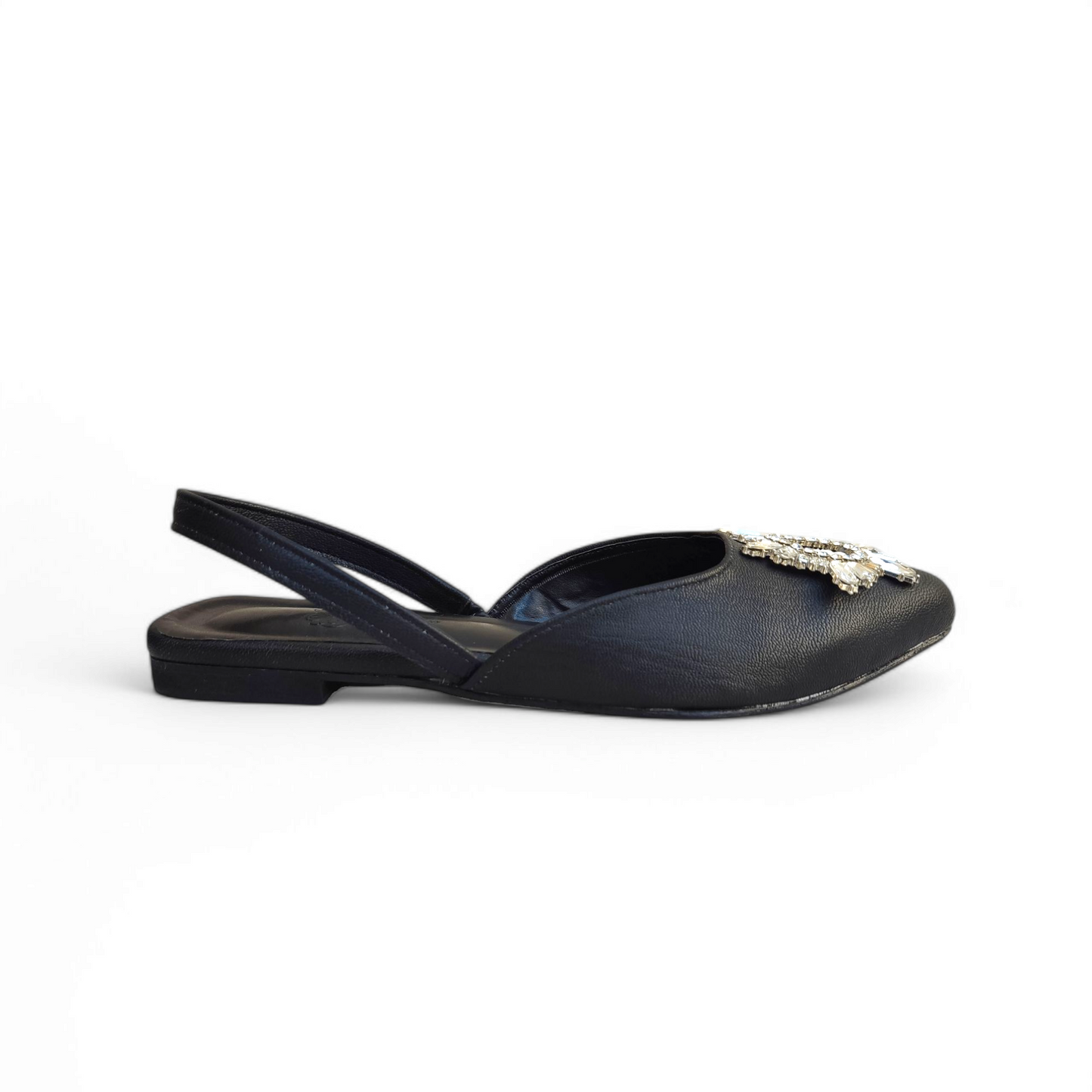 Black leather mules