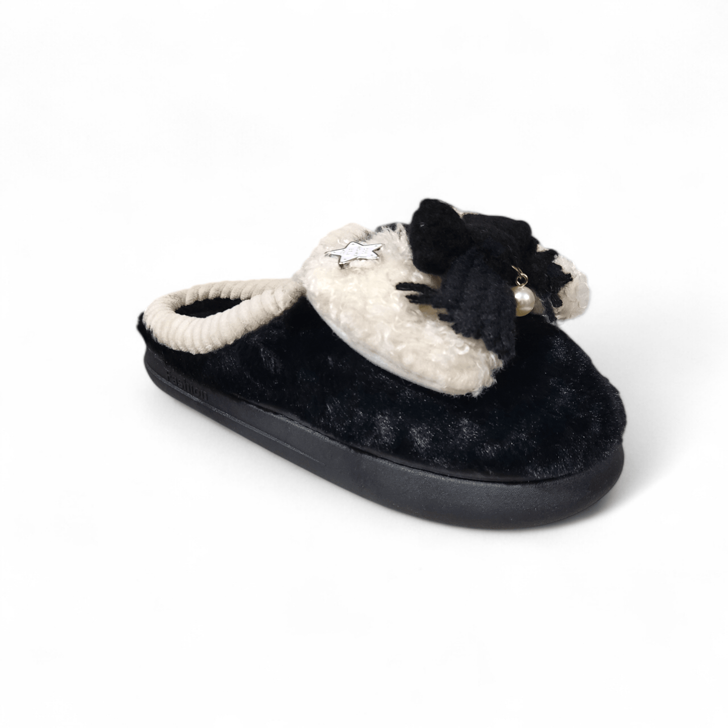 Pearl fur mules-Black