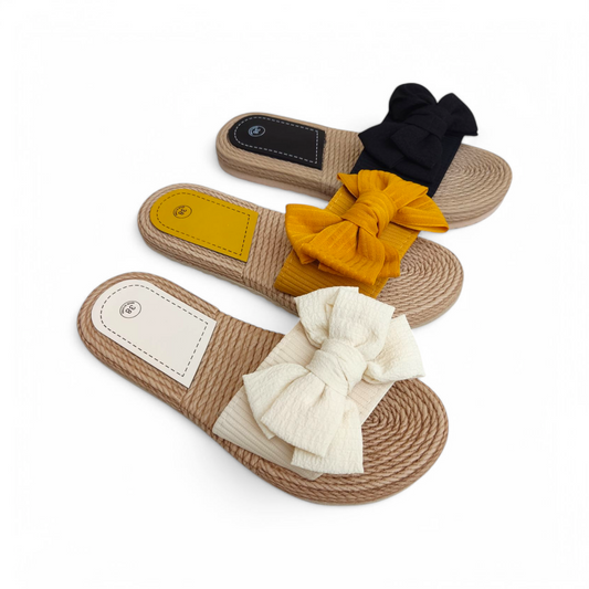 Plain bow slippers
