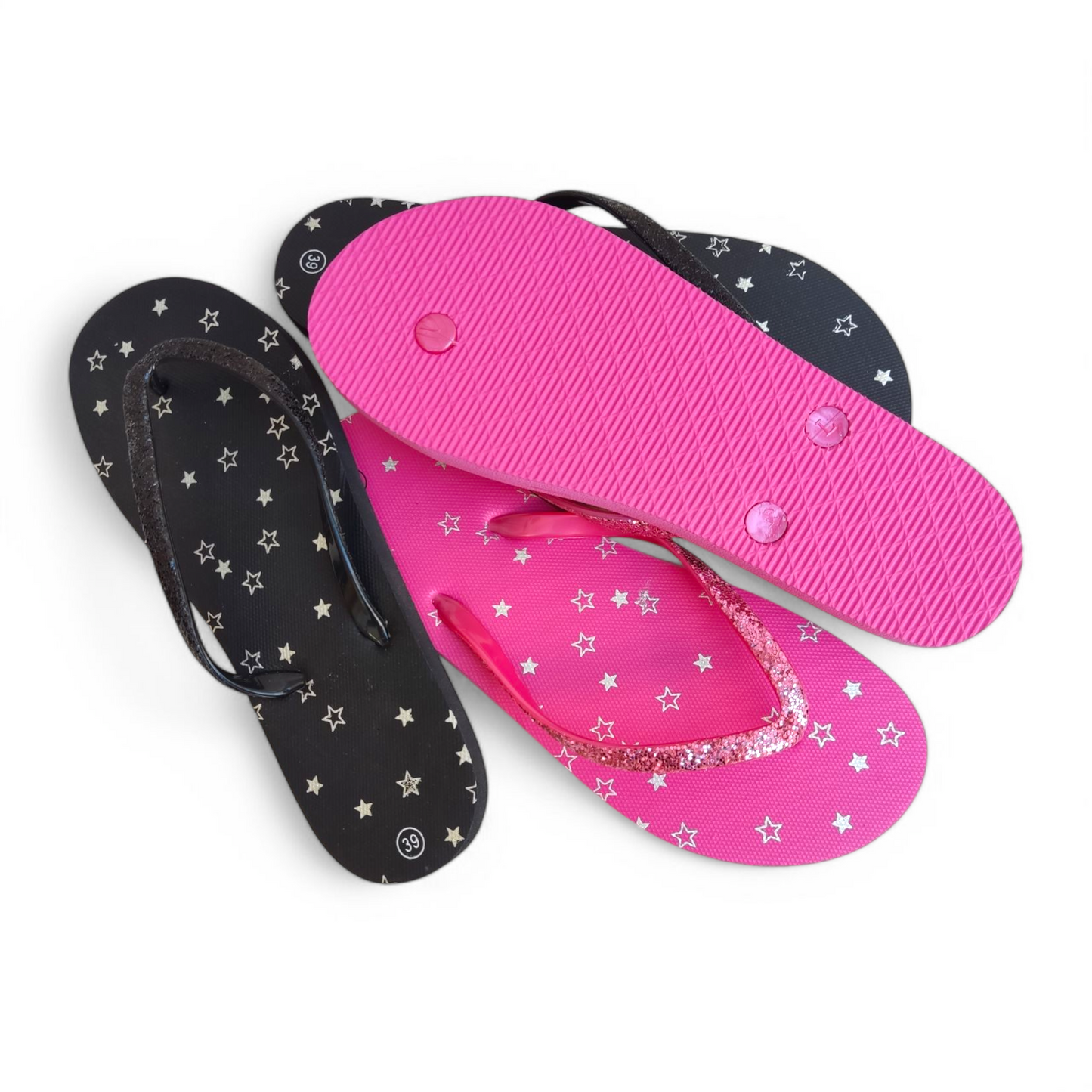 Shiny strap flipflops