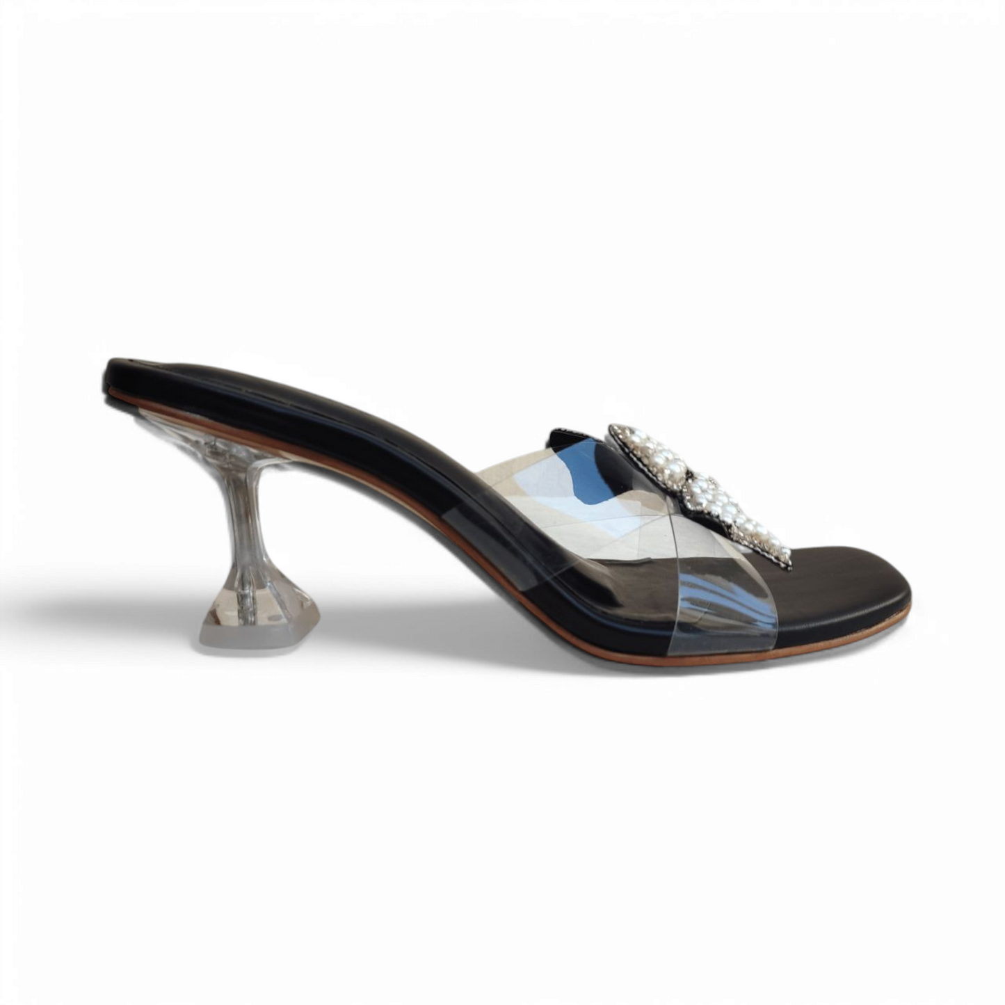 Pearls leather heel