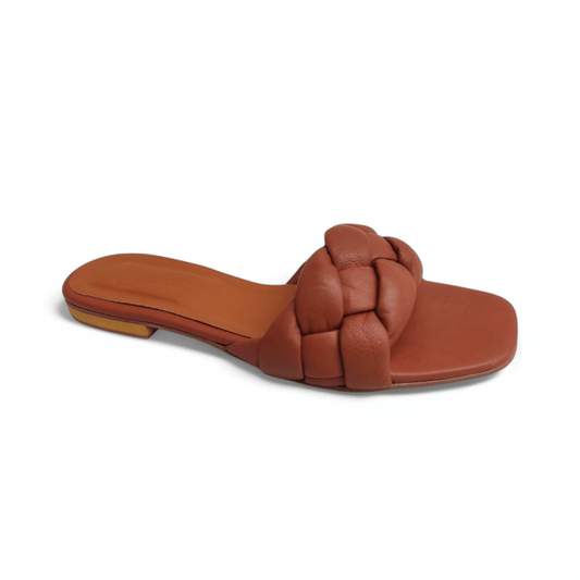 Brown leather Flat