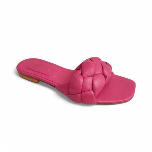 Pink leather flat