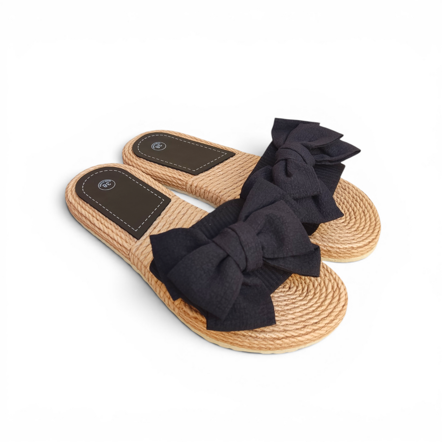 Fabric bow slides-Black