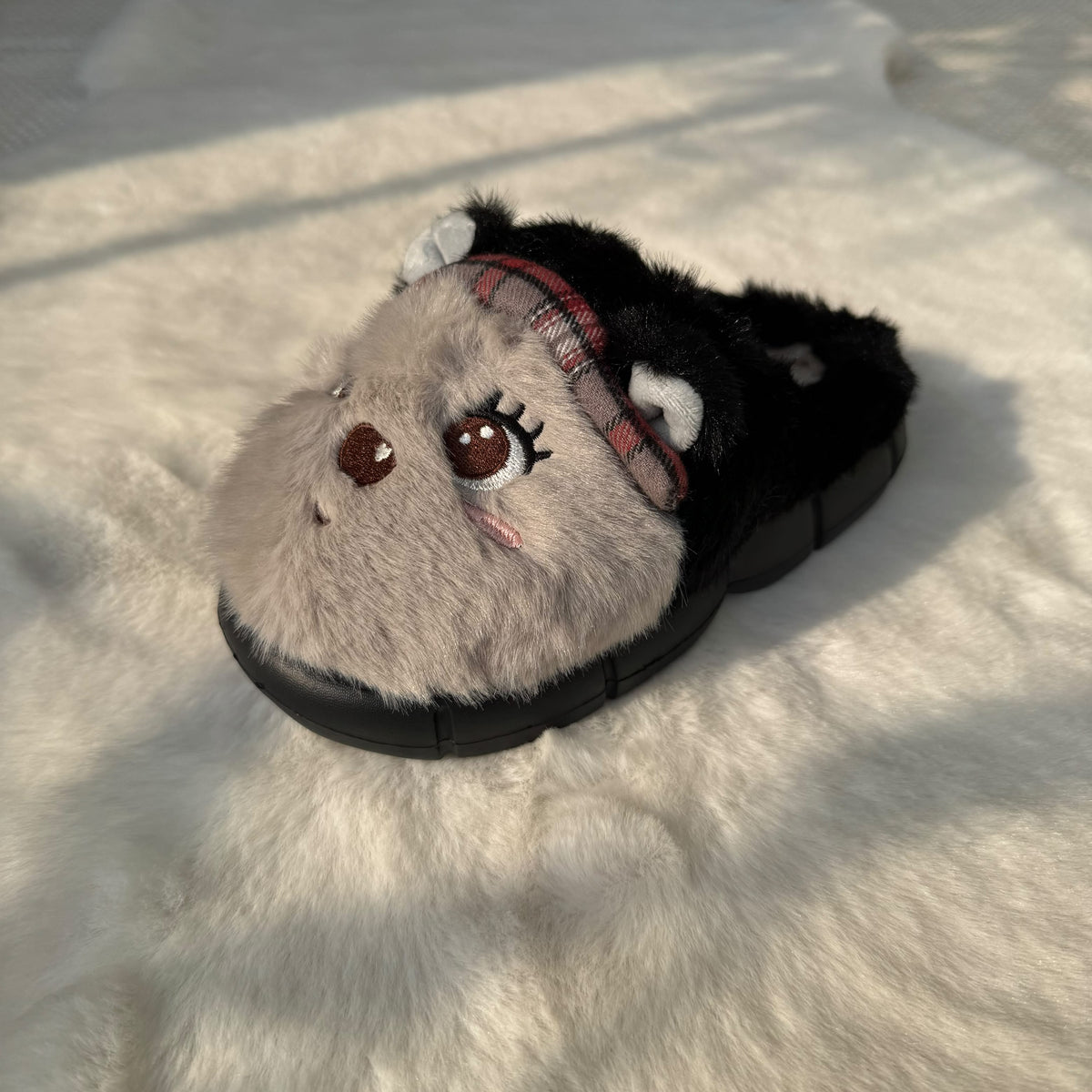 Kids fur mules-Black