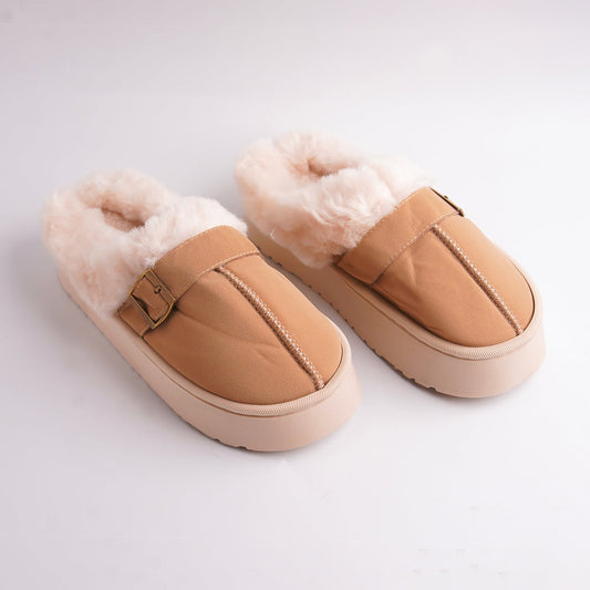 Belt Fur mules-Beige