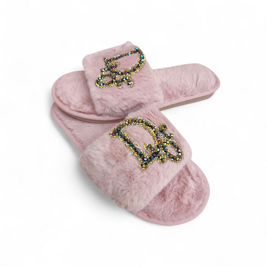 Fancy fur slides-DR-Pink