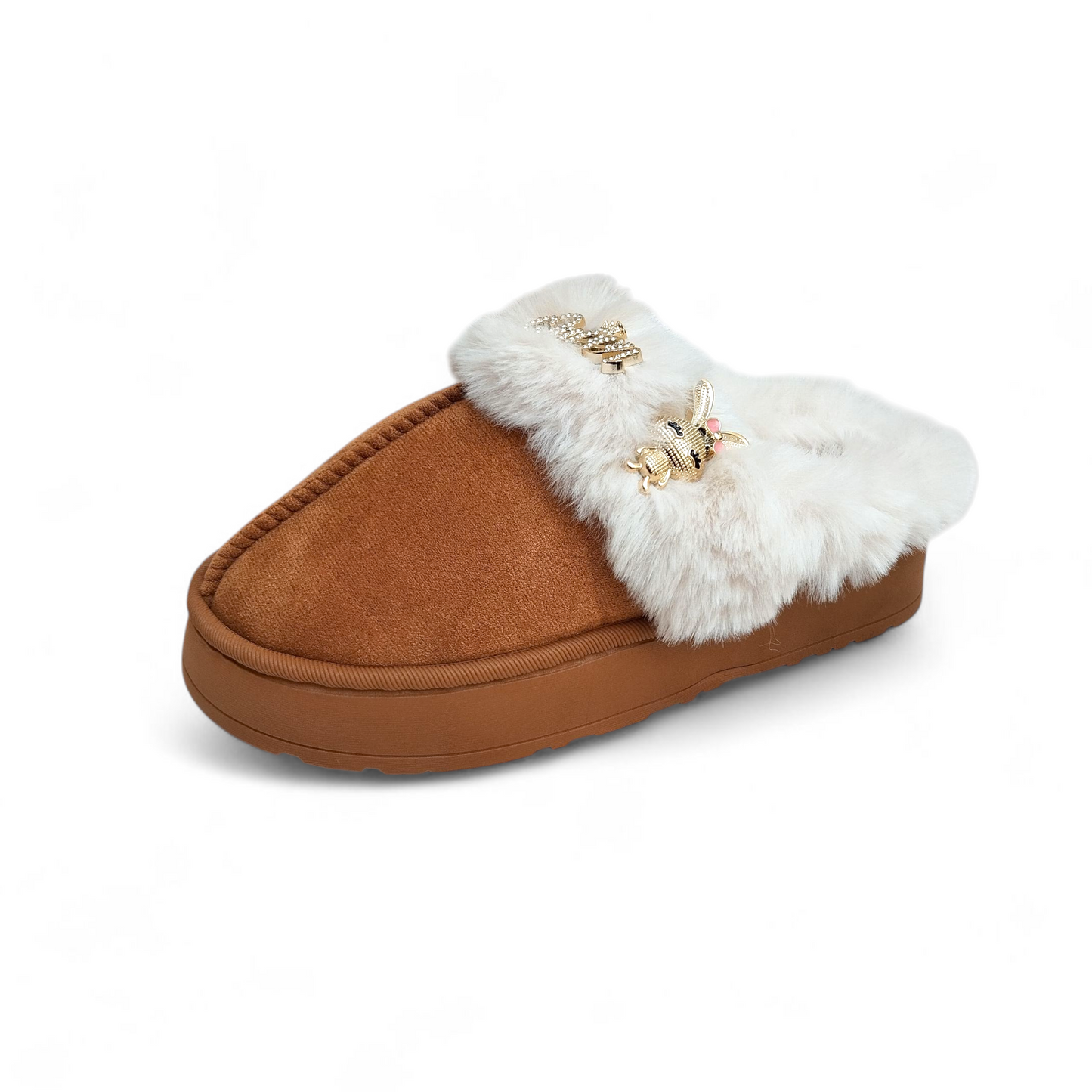 Queen fur mules-Brown