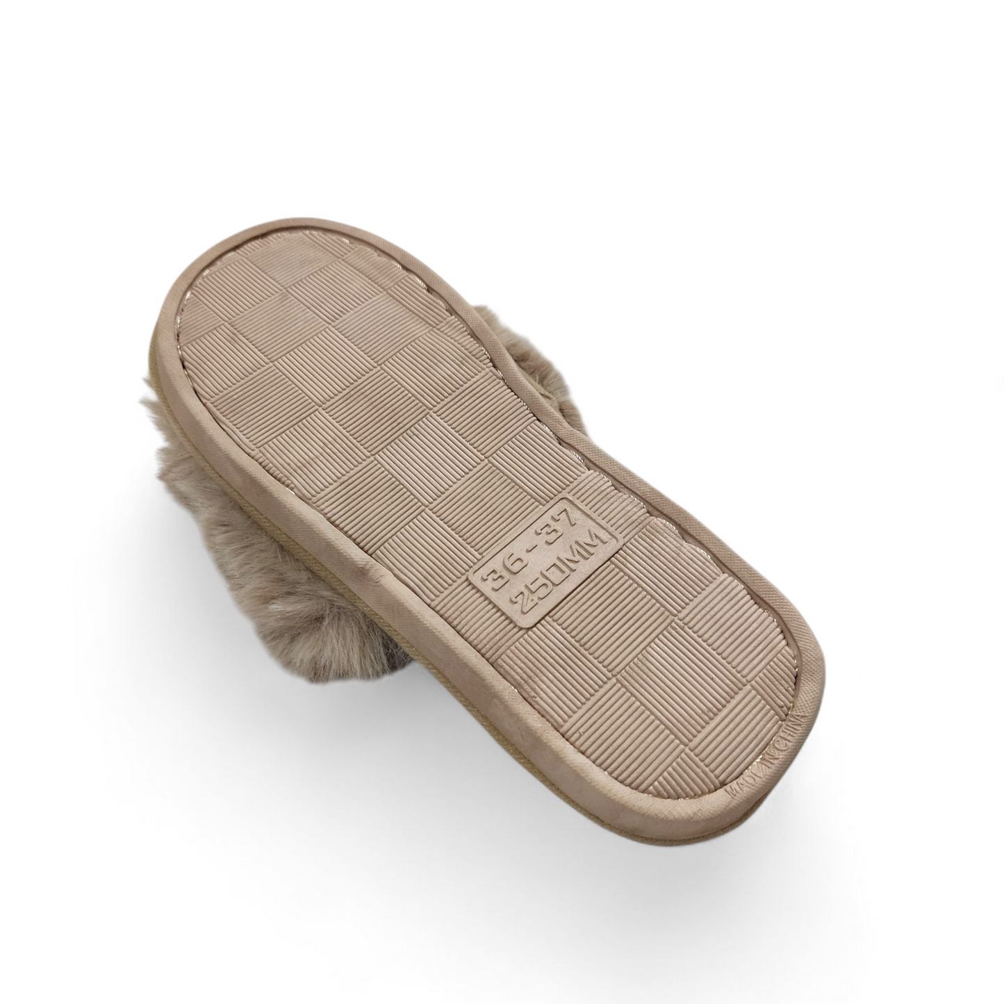 Pearls tie fur slides-Brown
