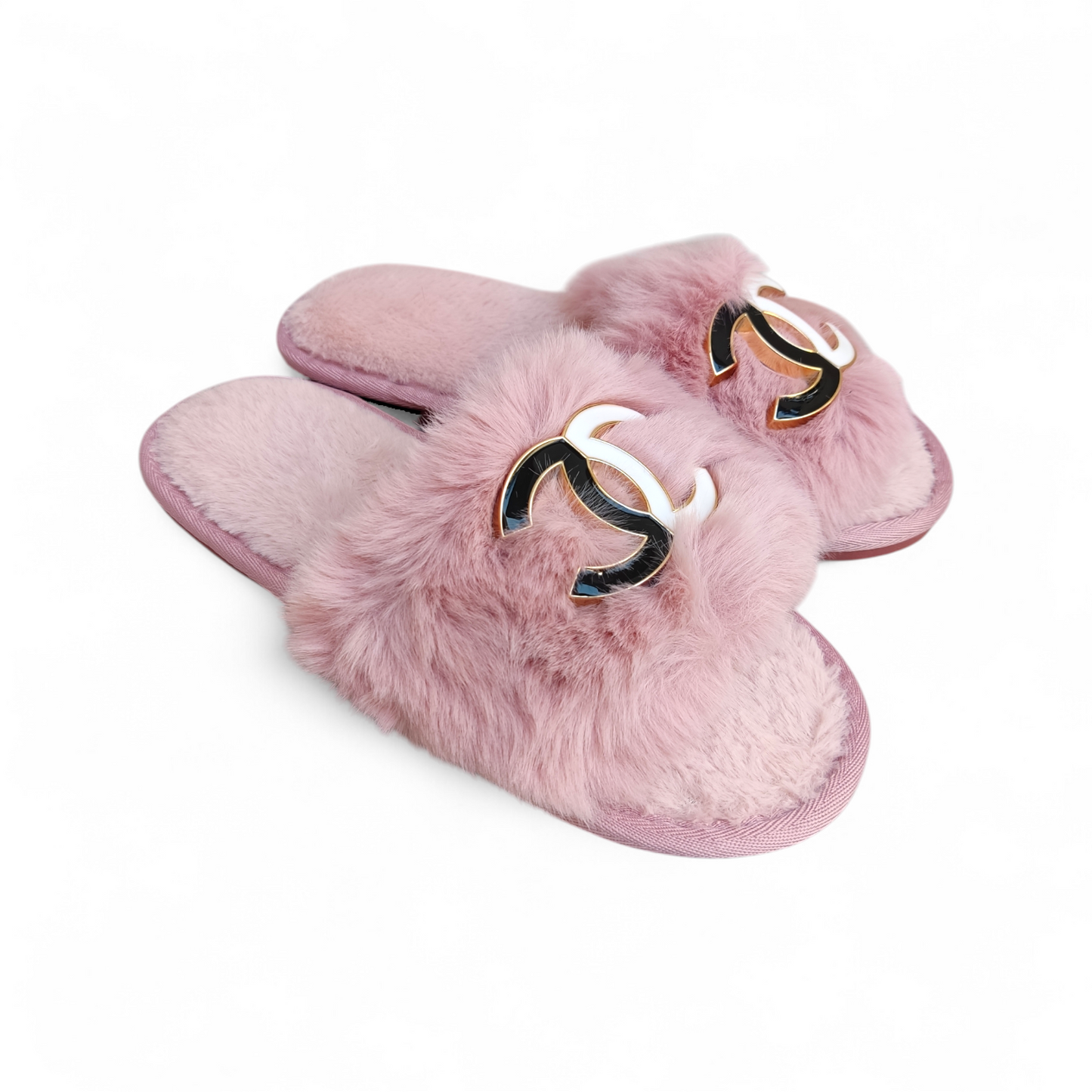 Plain fur slippers-CN-Pink