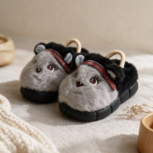 Kids fur mules-Black