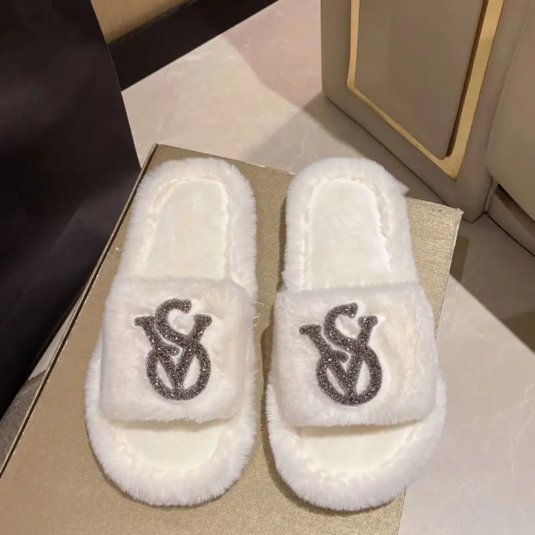 Fancy fur slide-White-VS