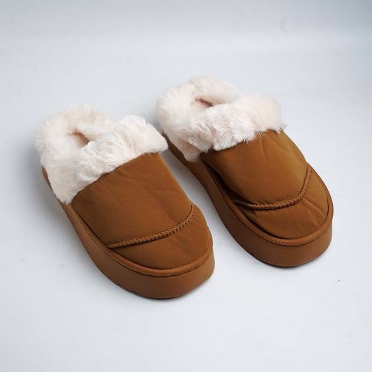 Lined Fur mules-Brown