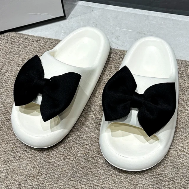 Eva bow slippers-Black knot