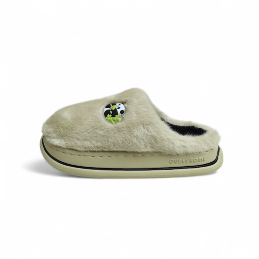 Panda fur mules-Green