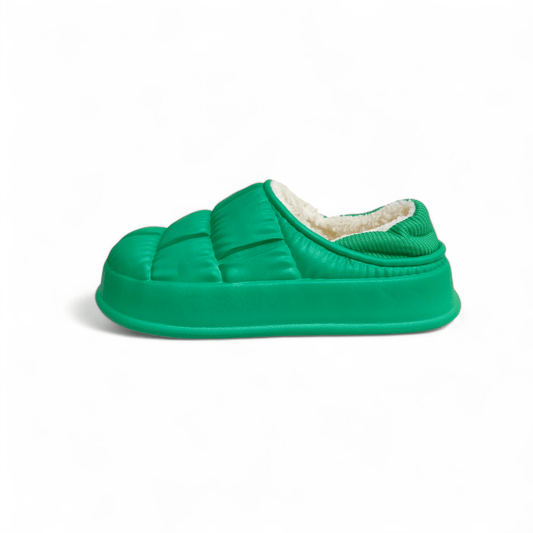 Green fur mules
