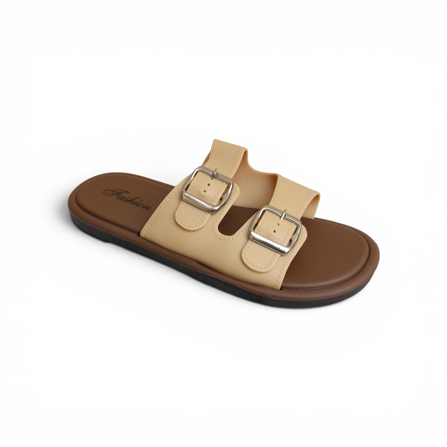 Double strap slippers-Camel