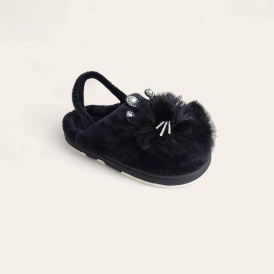 Kids pearls mules-Black