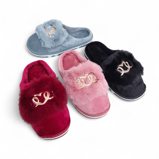 Hearts fur mules