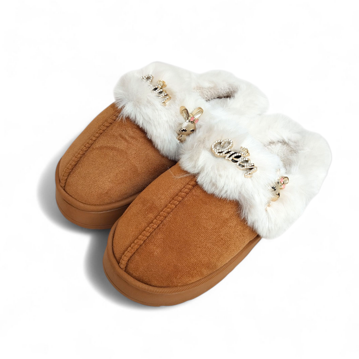 Queen fur mules-Brown