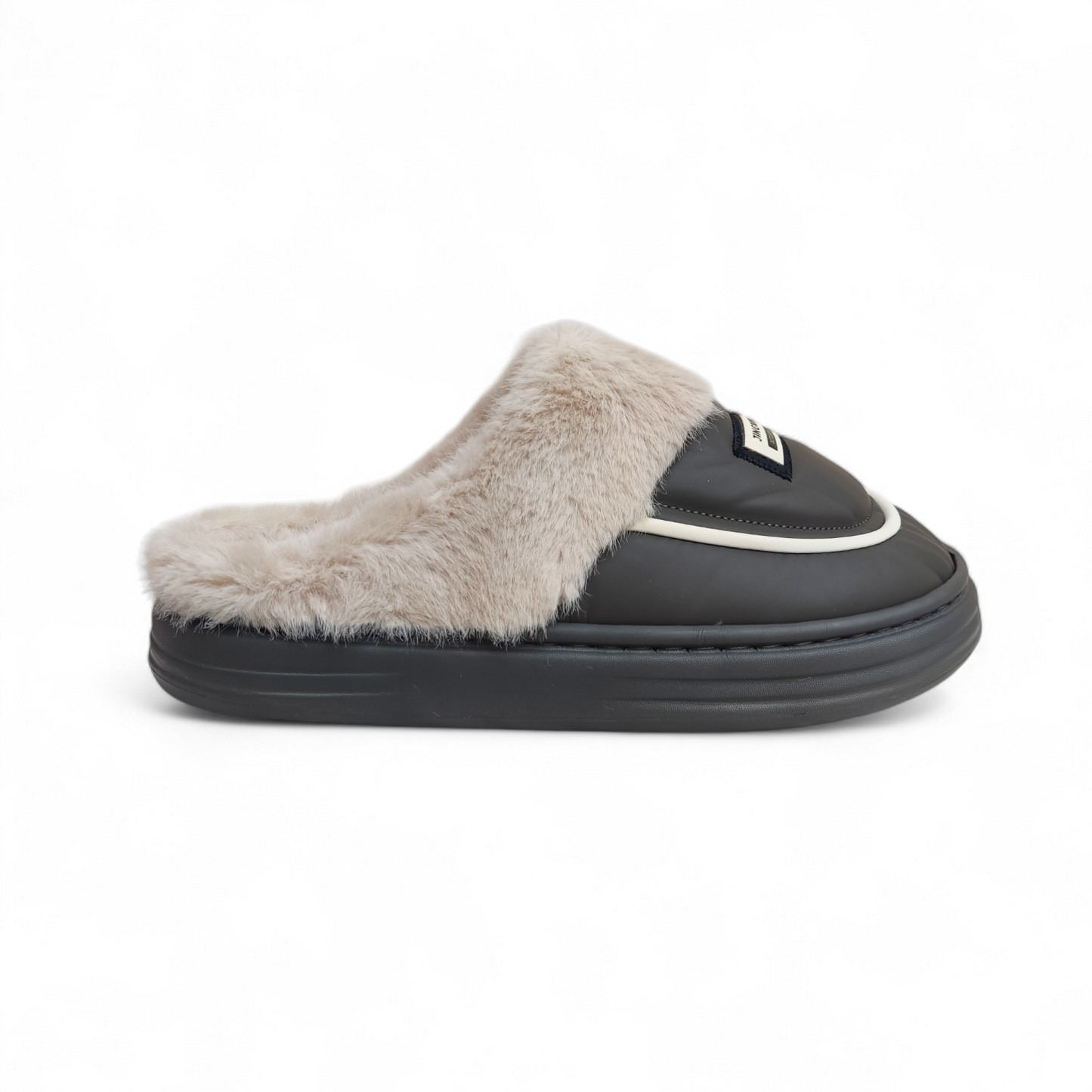 XL Size-Fur mules-Grey