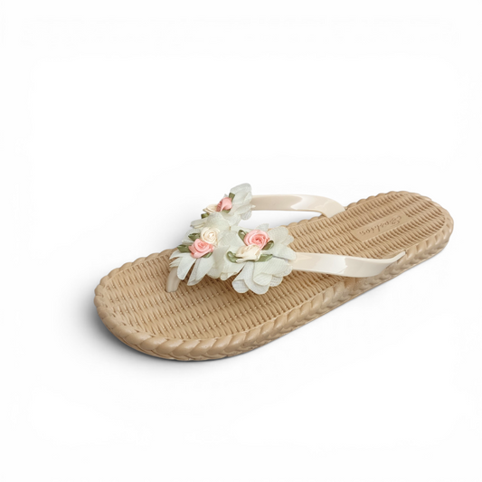 Flowers strap Flipflops-White
