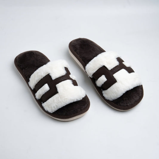H fur slides-Black