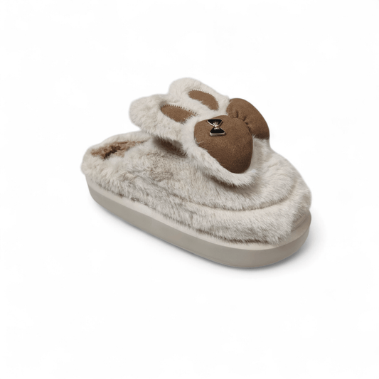 Rabbit fur mules-Beige