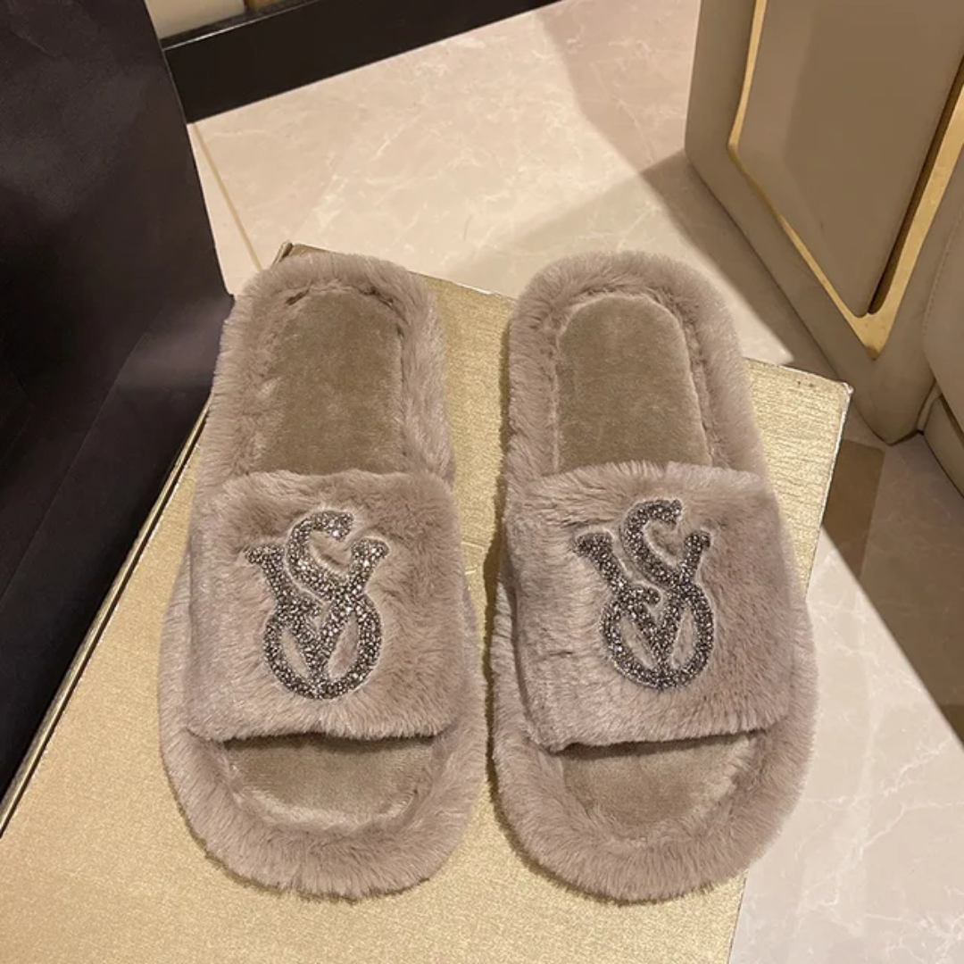 Fancy fur slide-Brown-VS