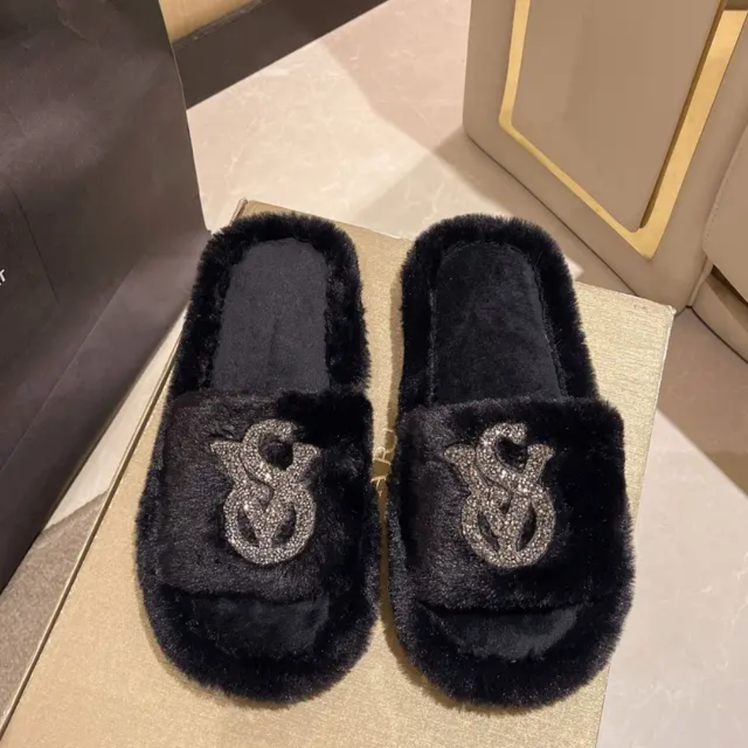 Fancy fur slide-Black-VS