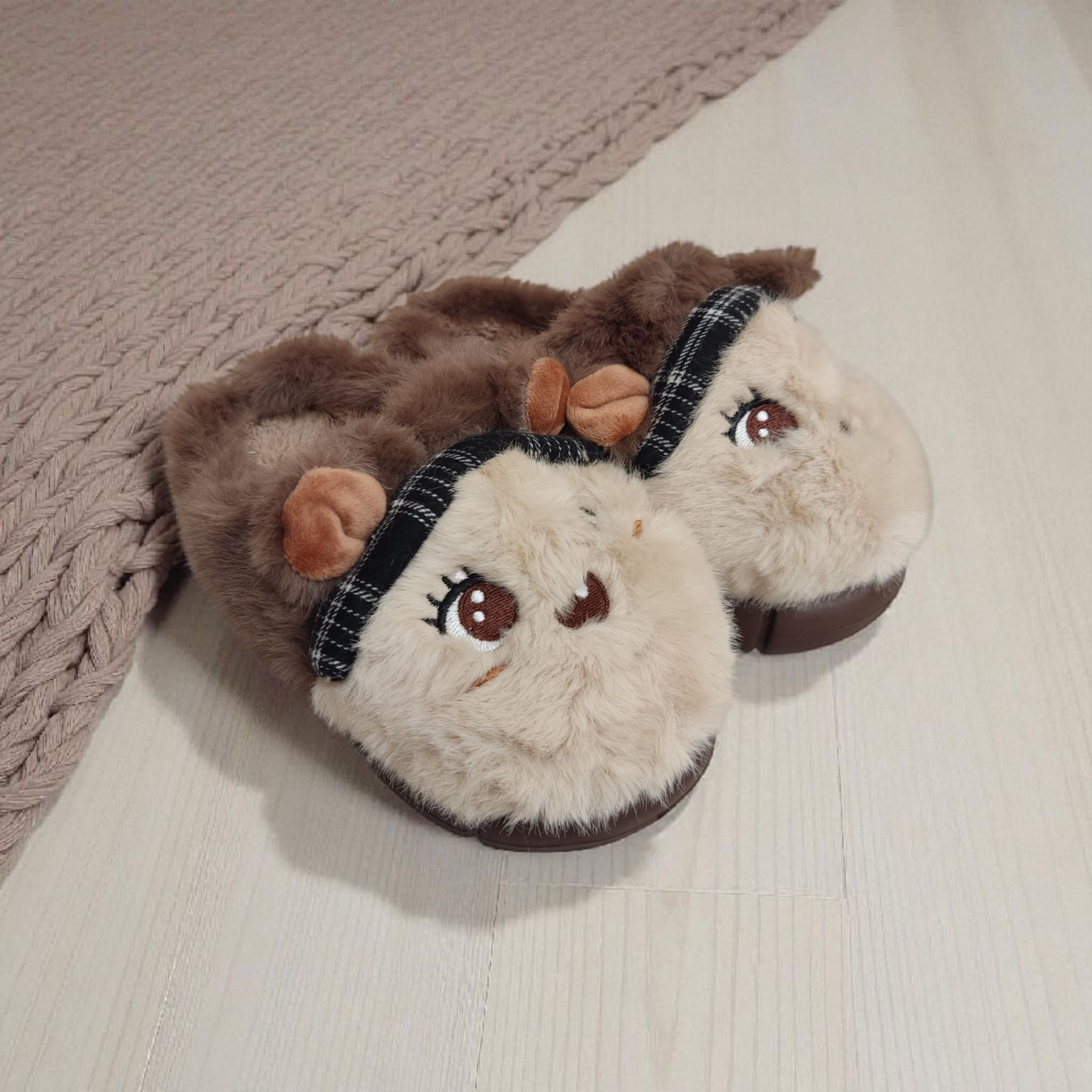 Kids fur mules-Choco
