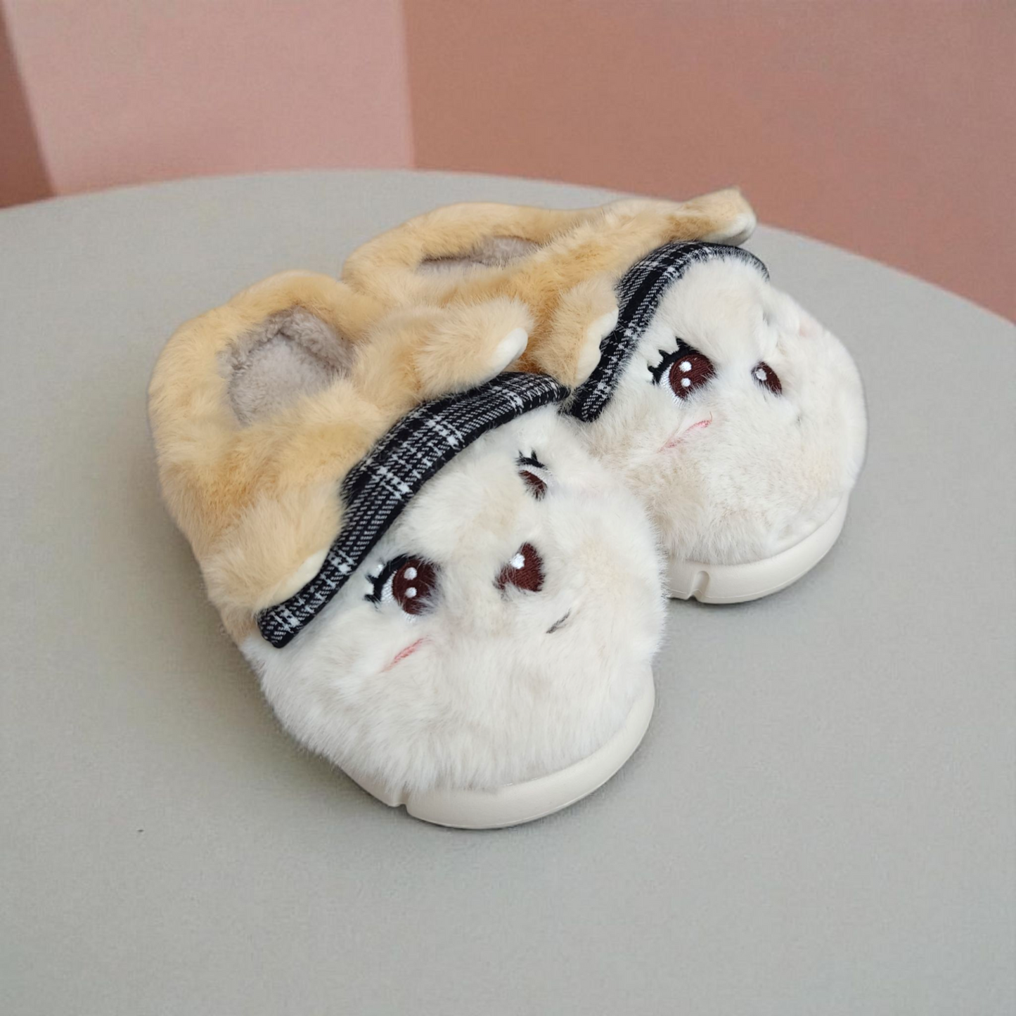 Kids fur mules-Beige