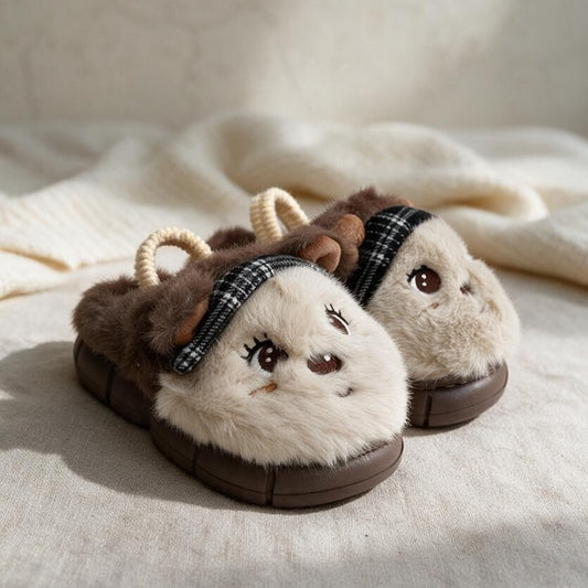 Kids fur mules-Brown